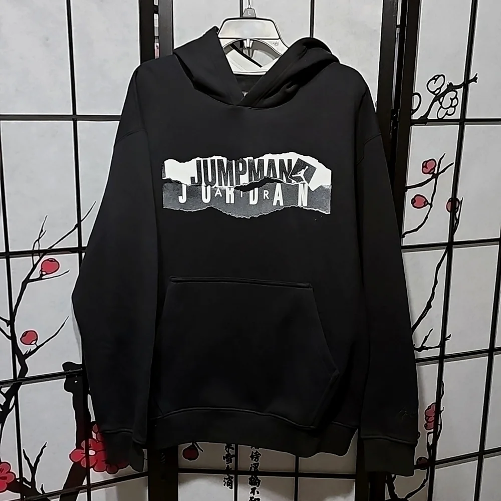 Jordan Jumpman Black Graphic Hoodie Pullover Size Large NWT